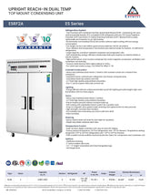 Everest ESRF2A,  49 3/4" 2 Door (1/2 Ref & 1/2 Fzr) Dual Temp